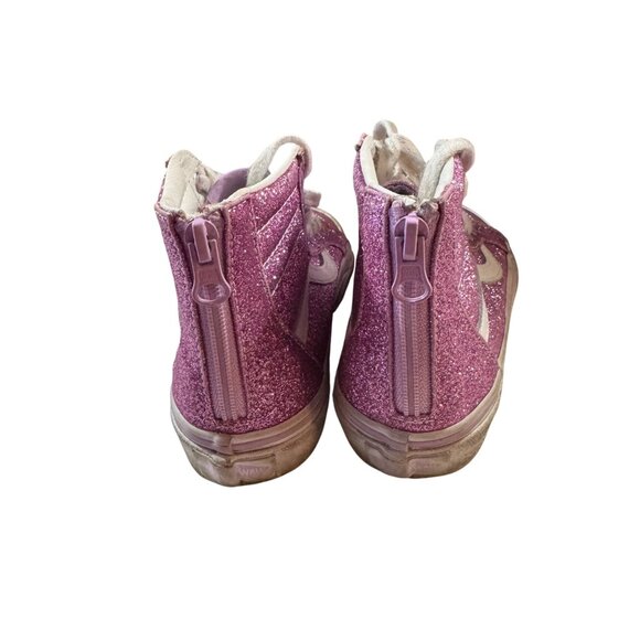 Vans‎ Youth Glitter Pink High-Top Sneakers with Zipper Back Size 1.5 Girls - Picture 4 of 6